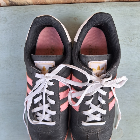 Adidas Samoa Trefoil Sneakers Black Pink Retro Trainers Women’s 8.5 - Picture 6 of 12